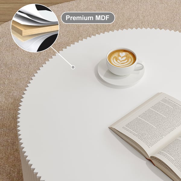 Modern Round Fluted White Coffee Table Homary UK