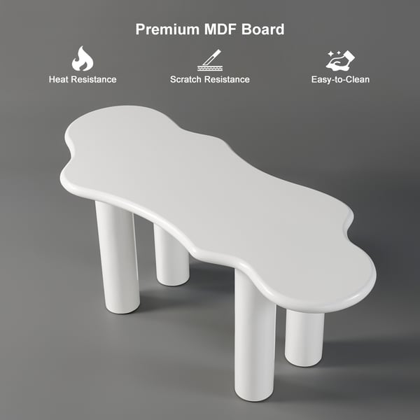 Free Shipping on 71" White Dining Table 6 Seater Japandi Irregular