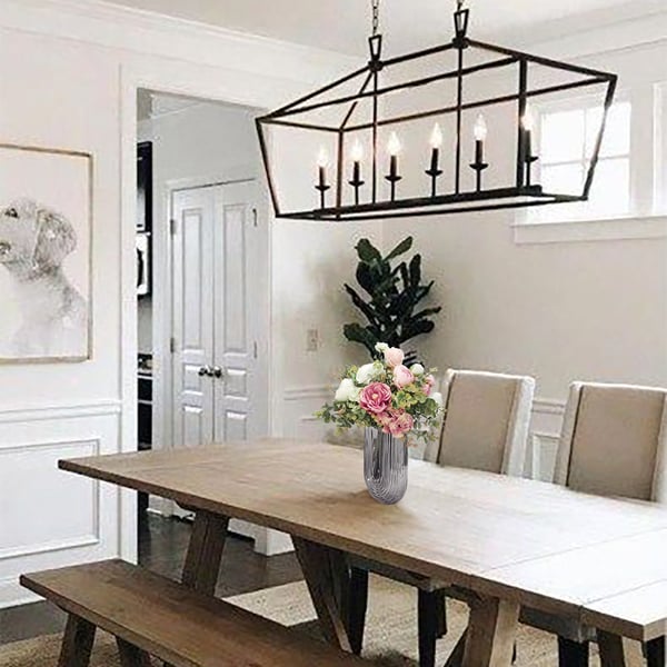 Natural Pink Artificial Flower Arrangement in Vase Fake Flower Dining