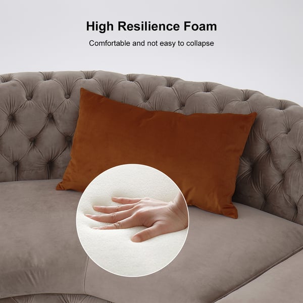 Free Shipping on Curved Khaki Sectional Chesterfield Sofa 5Seater