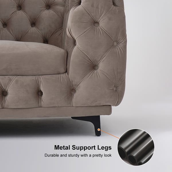 Free Shipping on Curved Khaki Sectional Chesterfield Sofa 5Seater