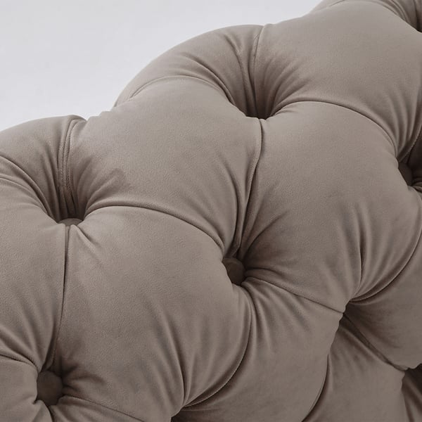 Free Shipping on Curved Khaki Sectional Chesterfield Sofa 5Seater