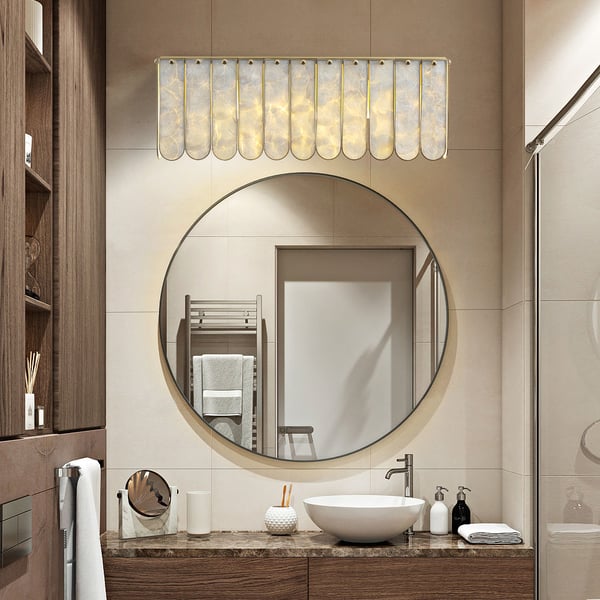 Enseo Coastal 3Light Capiz Shell Bathroom Wall Light Faceted Bath