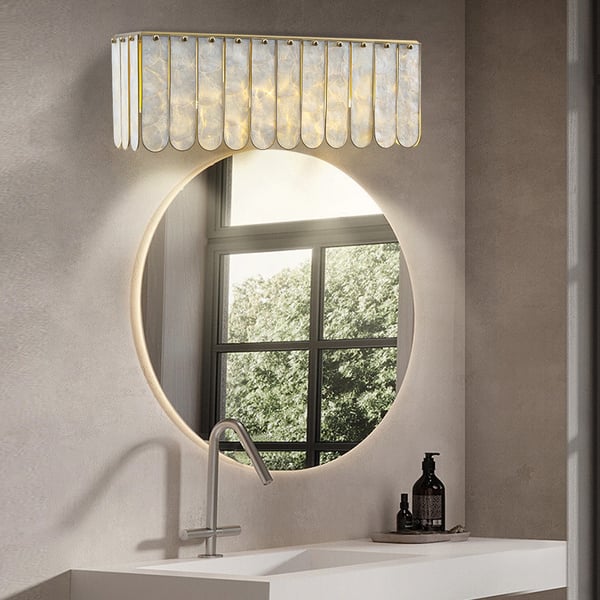 Enseo Coastal 3Light Capiz Shell Bathroom Wall Light Faceted Bath