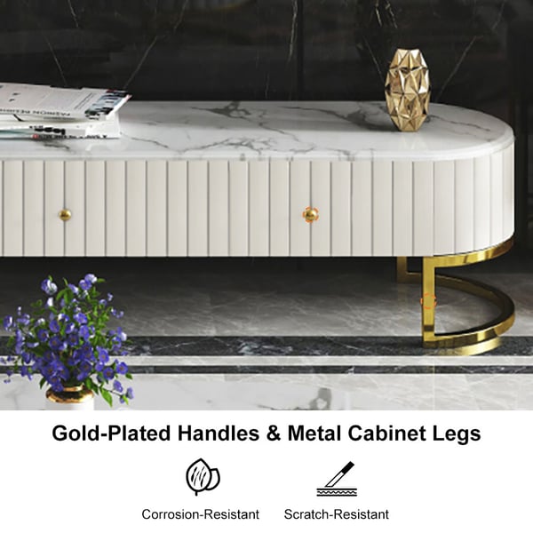 Free Shipping on Epaule Modern Oval 71" TV Stand Faux Marble Top Media