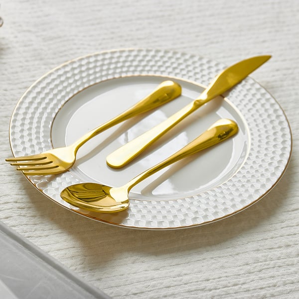 Modern Gold Flatware Set for 4 People 12 Pieces RoseShaped Cutlery Set