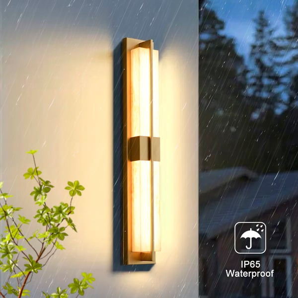 31" Gold LED Outdoor Wall Lighting Modern Waterproof IP65 Outside Wall Sconce for House Homary
