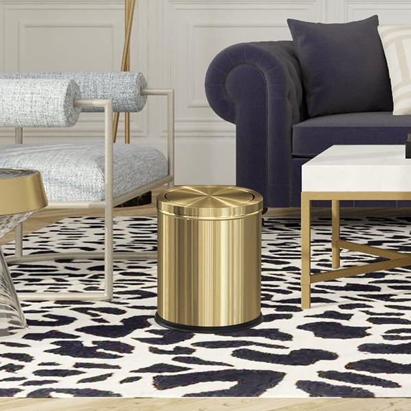 Gold Round Trash Can Stainless Steel Garbage Can with SwingTop Lid for
