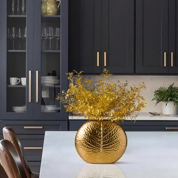 Bronze Gold Luxury Artificial Plants in Vase Creative Ceramic Vase