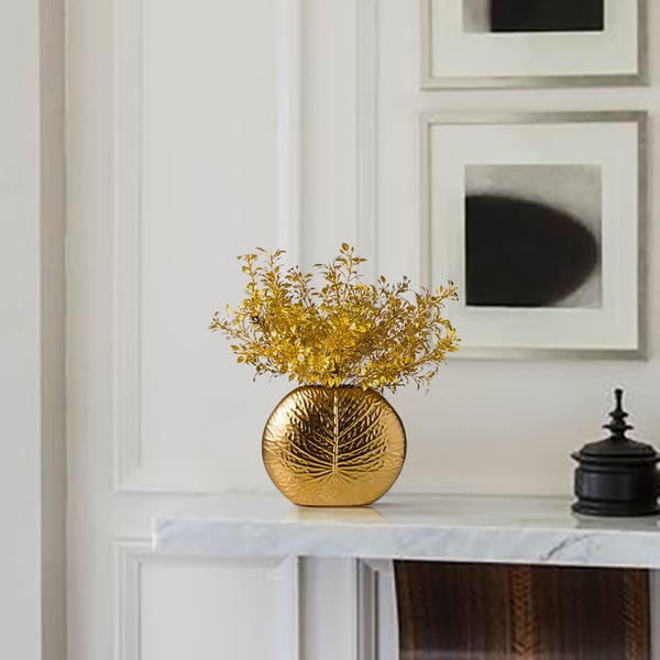 Bronze Gold Luxury Artificial Plants in Vase Creative Ceramic Vase