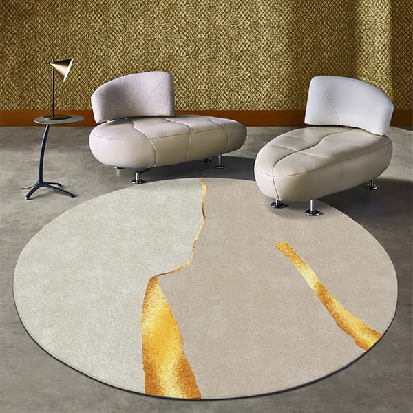 7' x 7' Circular Modern & Creative & Light Luxury Khaki & Yellow Area Rug Nylon Rug