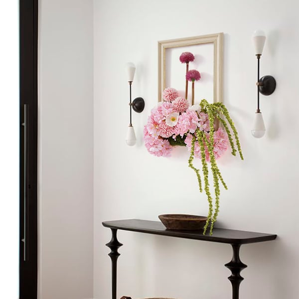 Pink Fake Flower Arrangements Wall Hanging Decoration Artificial Silk