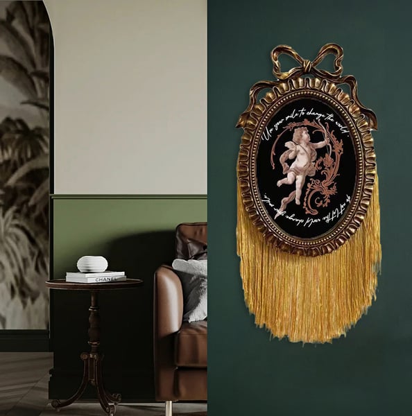 5" x 7" Retro Gold Distressed Engraved Picture Frame Tassel Wall