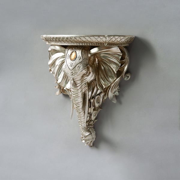 Gallery Detail: 3D Traditional Gold Resin Elephant Wall Mounted Shelves Floating Art