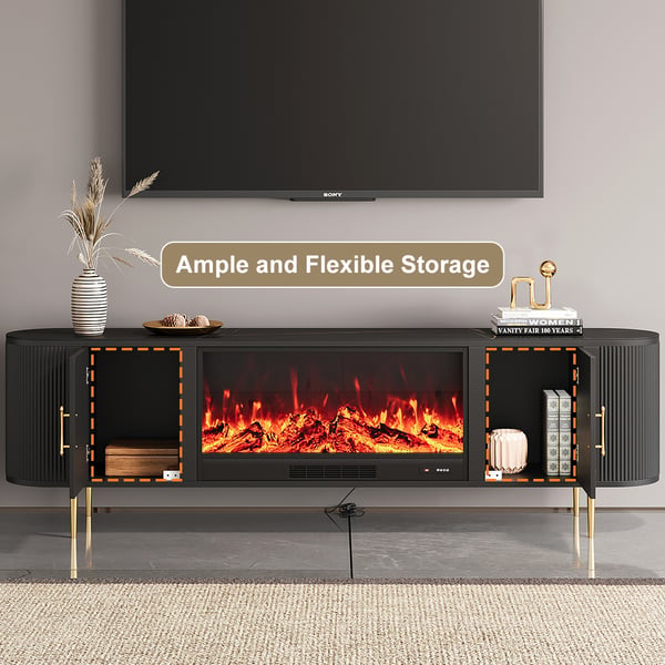 Free Shipping on 78.7" Modern Black Electric Fireplace TV Stand ...