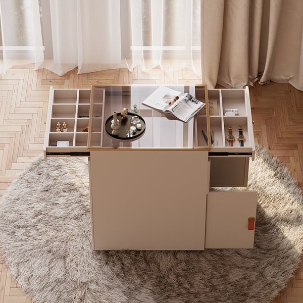 Commode Chanor Modern Champagne Island à 6 tiroirs et coffre de ...