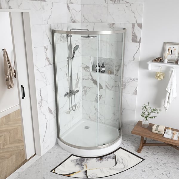 Curved Abstract Diatom Mud Absorbent Bath Mat Round Shower room Nonslip Rug Homary