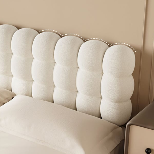 Modern Queen Tufted Upholstered Boucle Headboard Pillow in White Homary