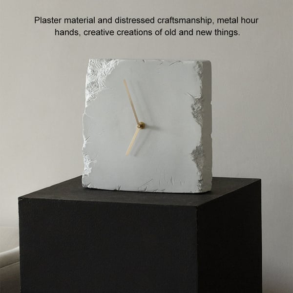 Modern Creative Oldfashioned Abstract Square White Desk Clock Home