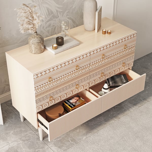 1200 mmW Boho Accent Kommode und Kommode mit 6 Schubladen | Homary DE