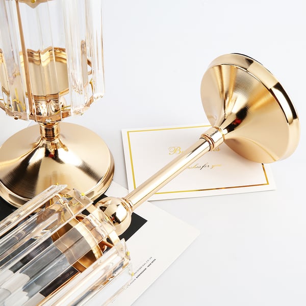 Gold Glass Metal Candle Holder Pillar Candlestick Centerpiece Table