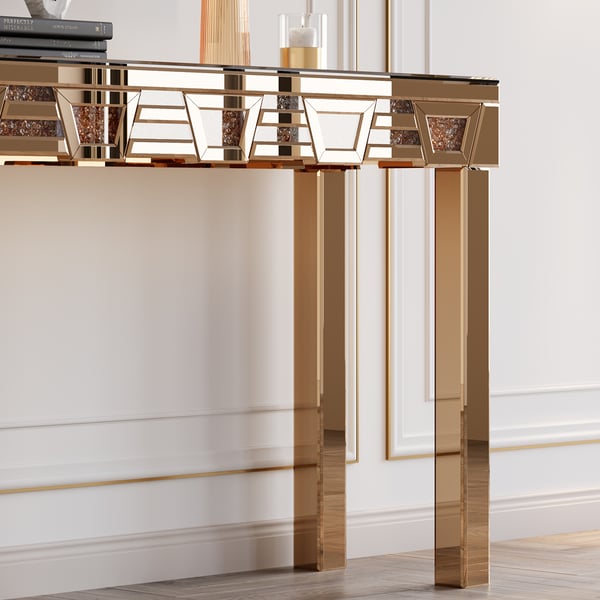 1200mm Modern Mirrored Console Table Rectangular Gold Entryway Table Homary UK