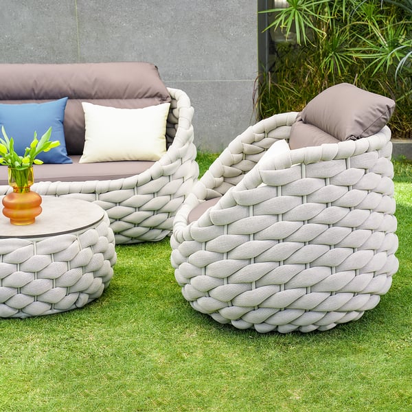 Free Shipping on Tatta 4 Pieces Textilene Rope Woven Outdoor Sectional
