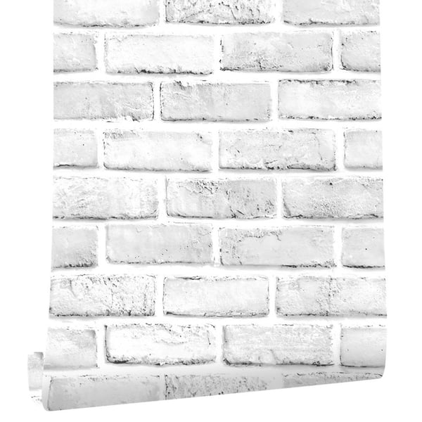 450mm x 6000mm Modern Nordic Brick Texture in White Peel and Stick