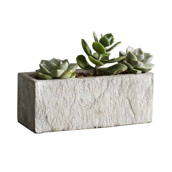 Rectangular Stone Pattern Planter Cement Flower Pot