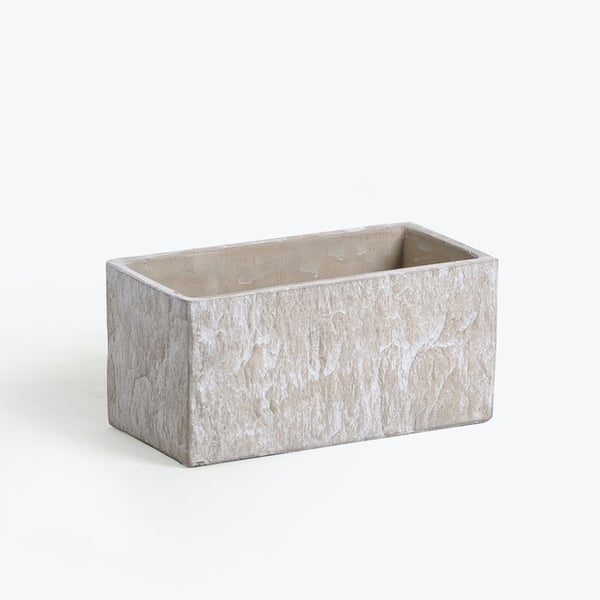 Rectangular Stone Pattern Planter Cement Flower Pot Homary UK