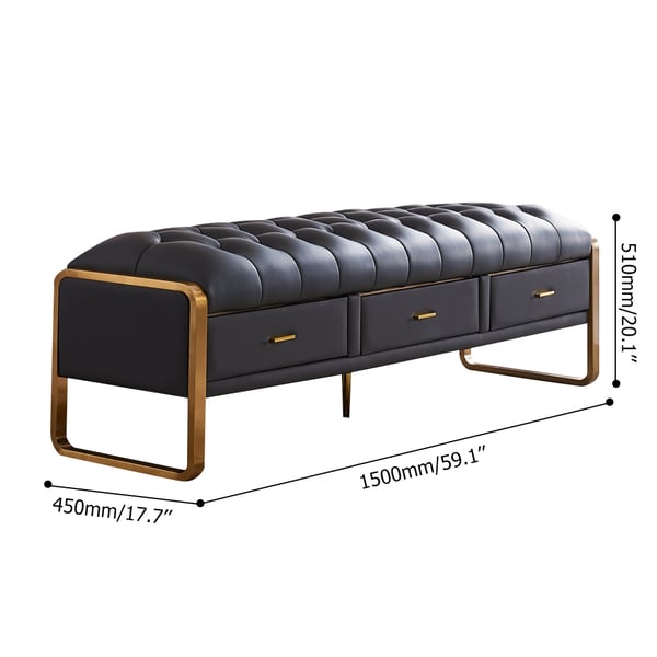 1500mm Modern Leather Storage Bench Bedroom BenchHomary