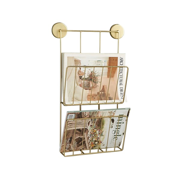 Modern Wall Magazine Rack in Gold Metal Homary AU