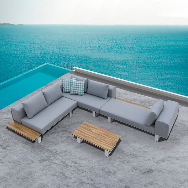 4Pieces Outdoor Sofa Set with Cushion Back and HPLtop Coffee Table