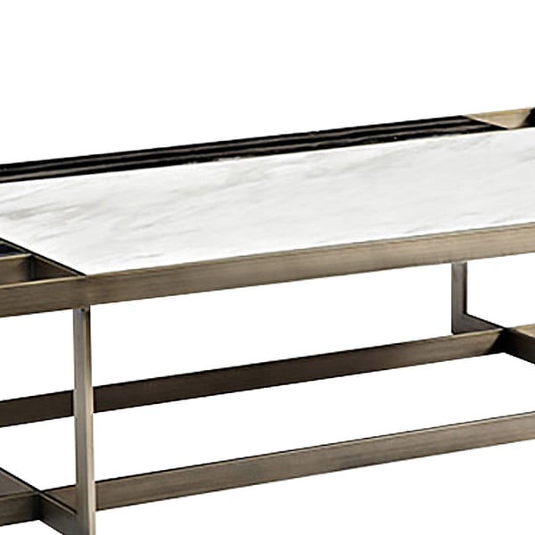 Modern Marble Coffee Table with Stainless Steel Base in Black & White