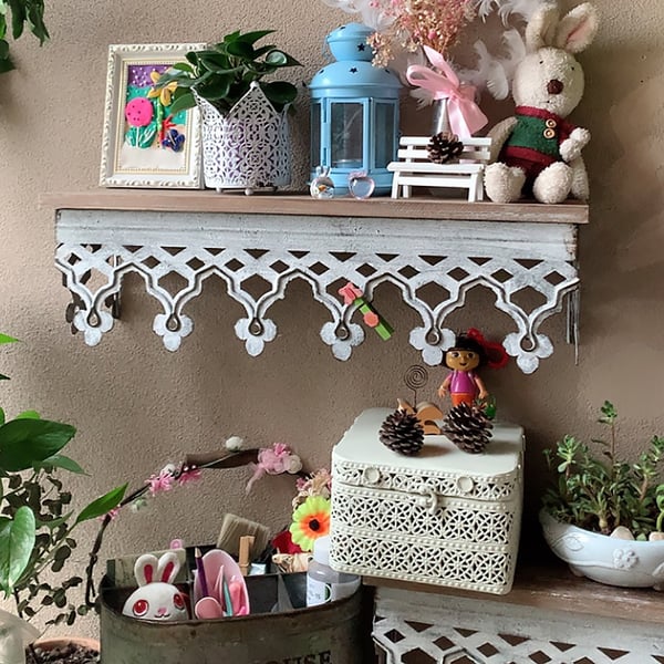 Distressed White Wall Shelving Set of 2 Homary UK