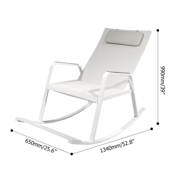 Stainless Steel PVC Outdoor Rocking Chair with Square Arm Homary UK