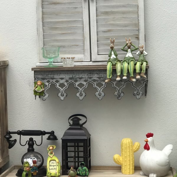 Distressed White Wall Shelving Set of 2 Homary UK