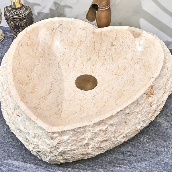 Vessel Natural Stone Bathroom Wash Sink Heart ShapeHomary