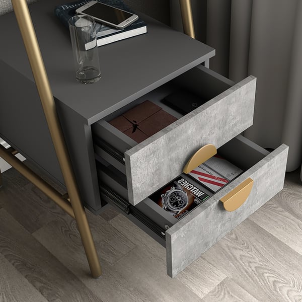 4 Tiers Nightstand Ladder Bookcase Storage with Drawers & Hooks