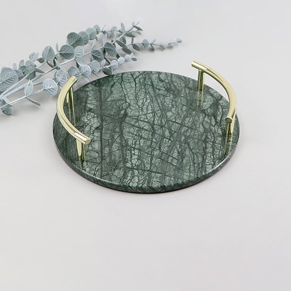 Luxury Contemporary Round Tray Desk Organizer in MarbleHomary