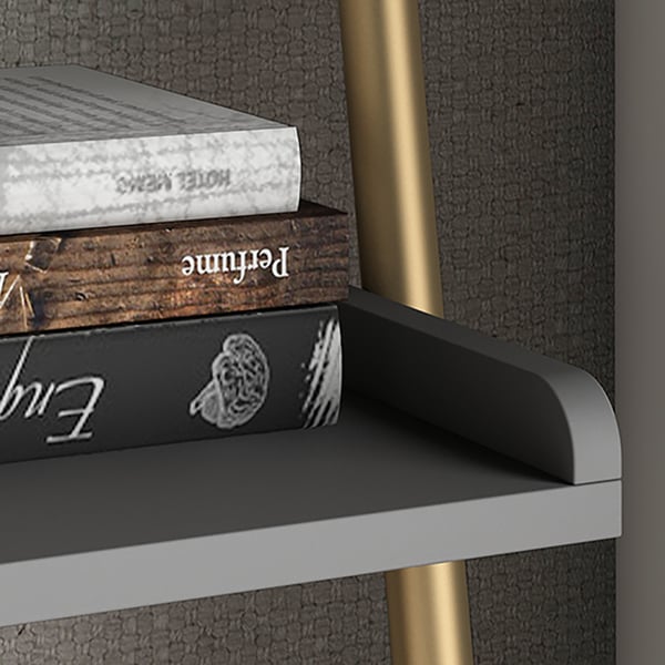 4 Tiers Nightstand Ladder Bookcase Storage with Drawers & Hooks