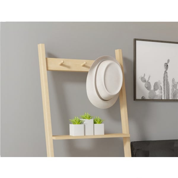 Modern Ladder Storage Shelves Nightstand with Drawer & Hooks Homary UK