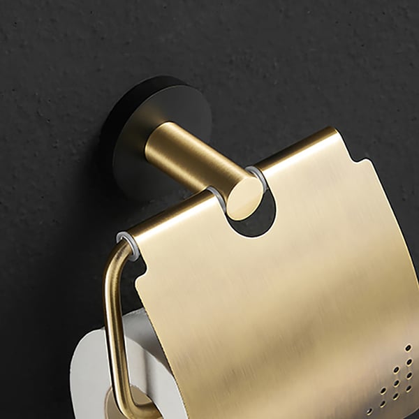 Modern Brushed Gold Tissue Roll Holder with Protective Cover | Homary UK