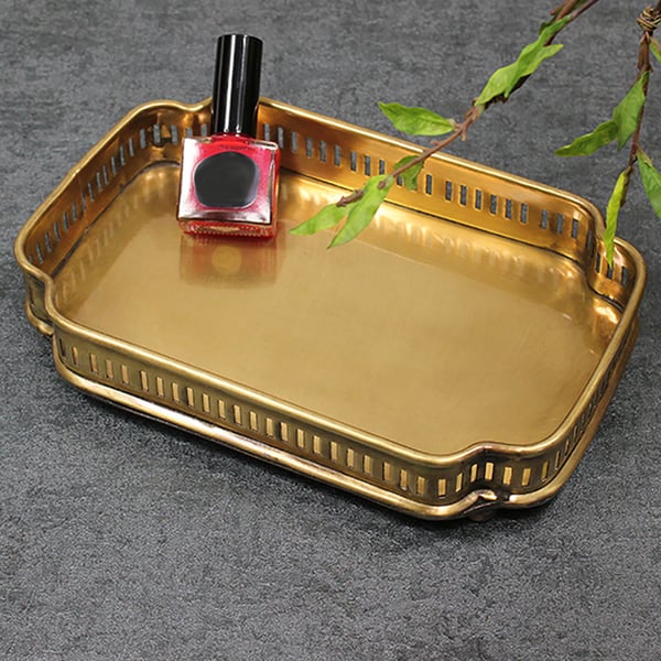 Luxury Contemporary Round Tray Desk Organizer in Brass Homary UK