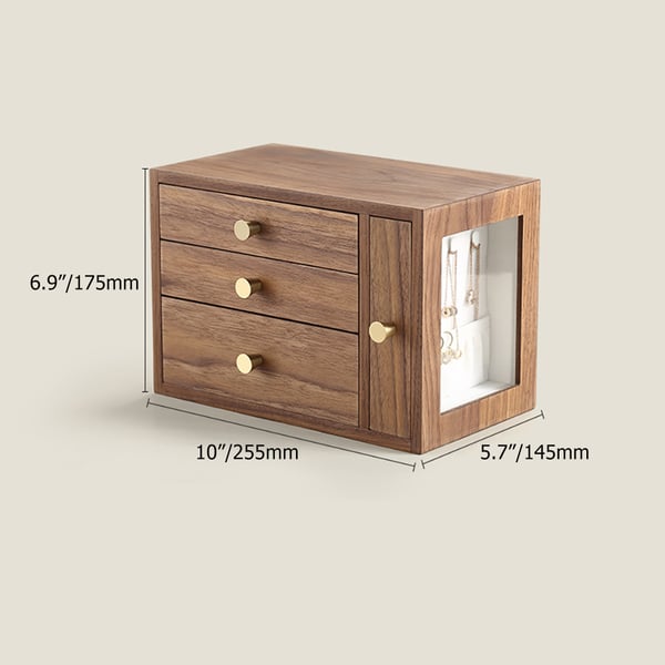 4 Drawers Walnut Classic Jewelry Box Jewelry Organiser Case Homary UK