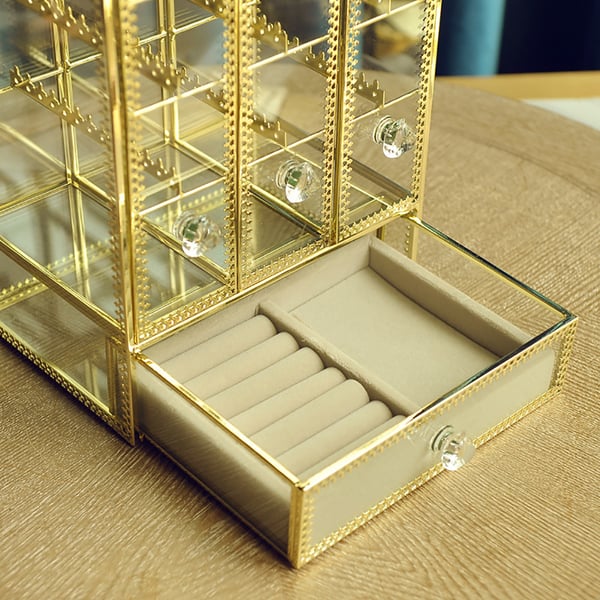 Modern Jewelry Case in Gold with Earring/Ring Storage Homary UK