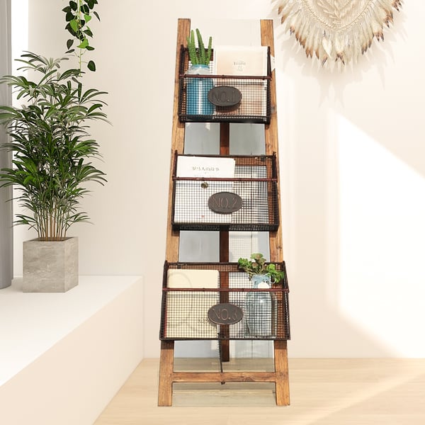 3Tier Folding Ladder Plant Stand Magazine Rack Freestanding Shelf Homary