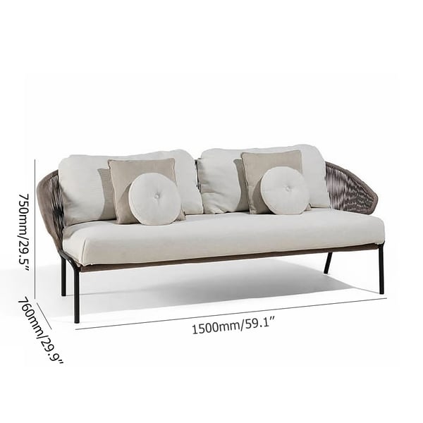 2Seater Woven Rope Outdoor Loveseat with Cushion PillowHomary