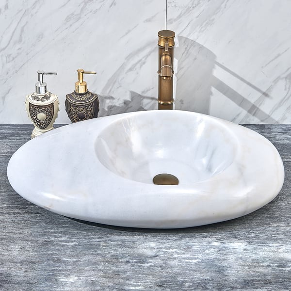 Vessel Oval Natural Stone Bathroom Wash Sink Homary