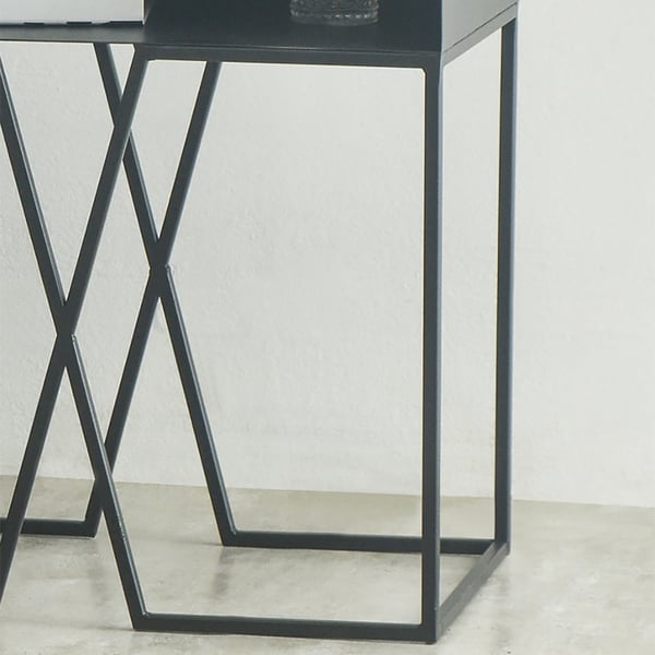 Black End Table with Storage Modern Metal Side Table Homary UK